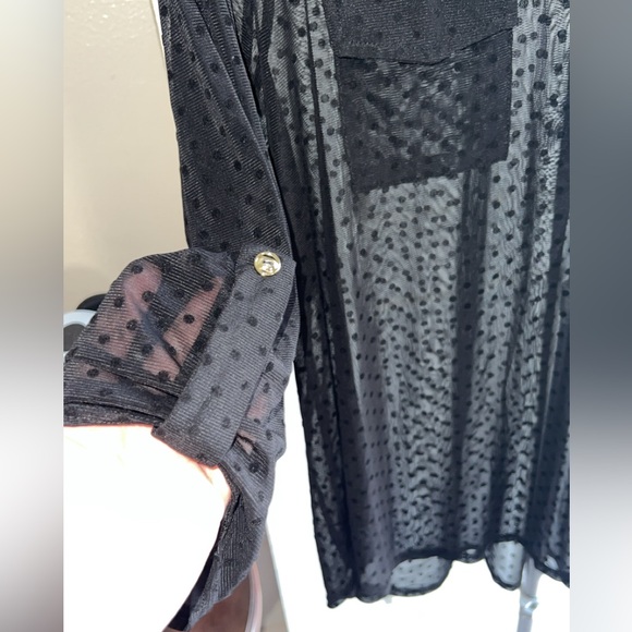 PLUS SIZE SHEER DOT BLOUSE - Picture 9 of 9